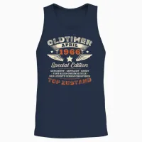 60. Geburtstag Geschenk Mann Oldtimer April 1966 60 Jahre Unisex Tank Top in Navy - 2