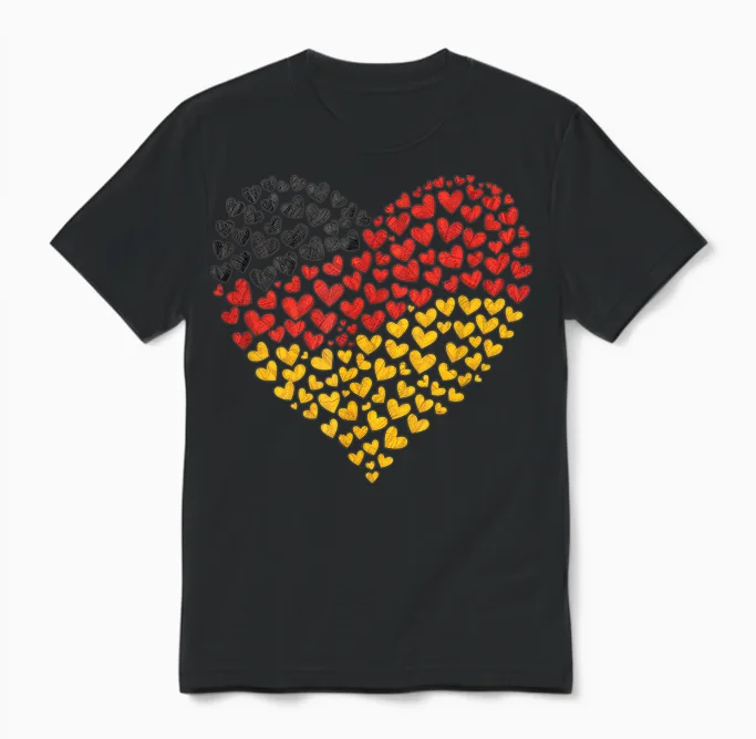 Deutschland Flagge - Herz Aus Leidenschaft Für Deutschland Unisex T-Shirt in Black