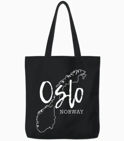 Oslo, Norway, Gift, Gift Idea Tote Bags - Black