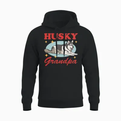 Husky Grandpa Dog Owner Siberian Husky Unisex Hoodie - Black