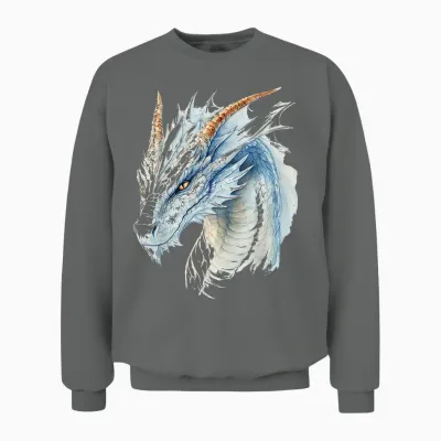 White Dragon Motif Mythical Illustration White Dragon T-Shirt, White, S Unisex Sweatshirt - Graphite Heather