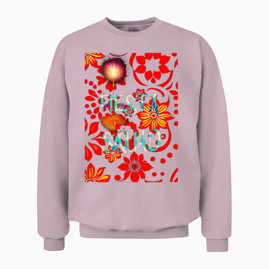 Fiesta Squad Design Unisex Sweatshirt in Light Pink