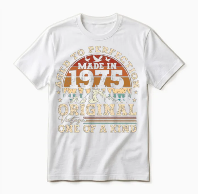 Original 1975 Vintage Vintage Birthday Retro Unisex T-Shirt in White