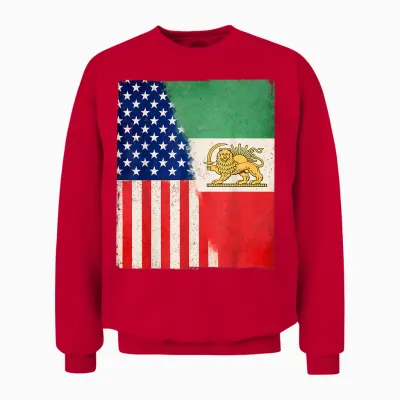 Persian American Flag Usa Persia Roots Heritage Unisex Sweatshirt - Red