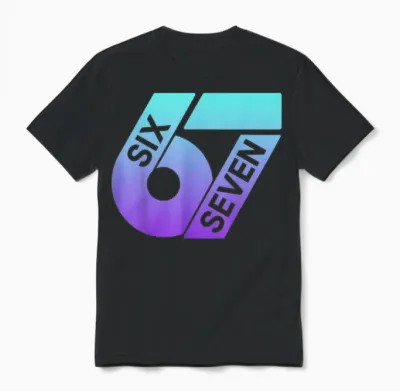 Six Seven 67 Buntes 6 7 Gen Alpha Slang Lustiges 6-7 Meme Unisex T-Shirt - Black