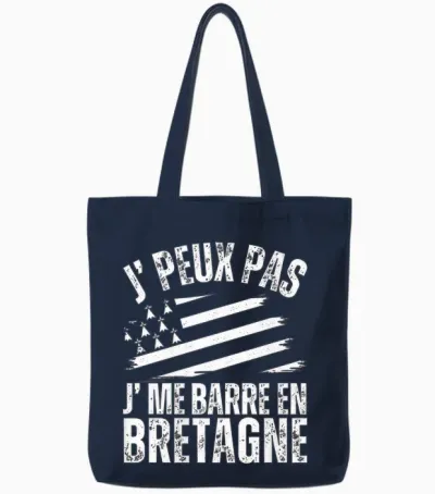 J' Peux Pas Je Me Barre En Bretagne Humour Breton Breizh T-Shirt Haut De Gamme Tote Bags - Navy