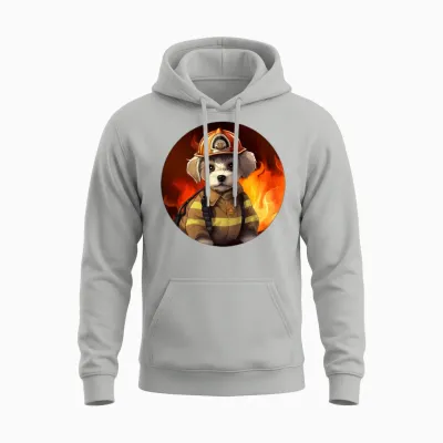 Dogs Firefighter / Fireman Dog Unisex Hoodie - Ash