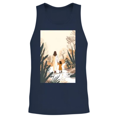 Jesus Christ Walking with a Girl, Come Follow Me, Unisex Tank Top - Navy