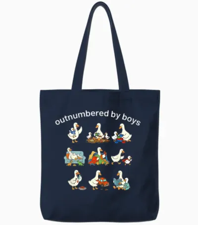 Outnumbered by Boys Tote Bags - Navy