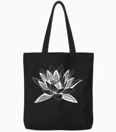 Lotus Flower Lotus Flower Asian Wellness Symbol Tote Bags - Black