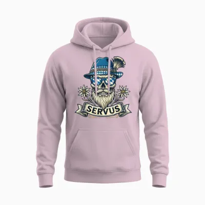 Trachten T-Shirt Servus Herren Trachtenshirt Bayern Bayrisch Unisex Hoodie - Light Pink