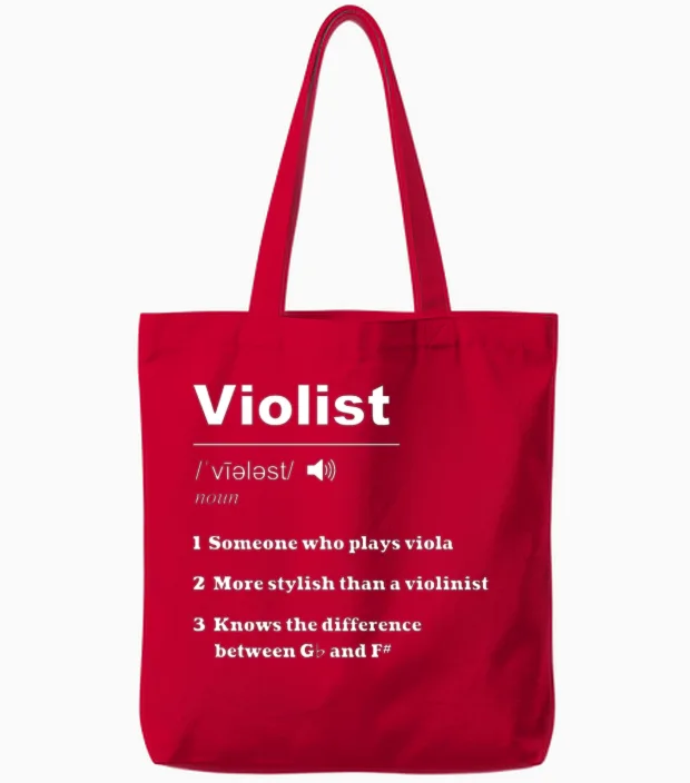 Funny Violist Definition Tote Bags in Red