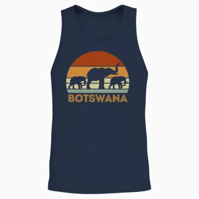 Botswana Elephant Retro Unisex Tank Top - Navy