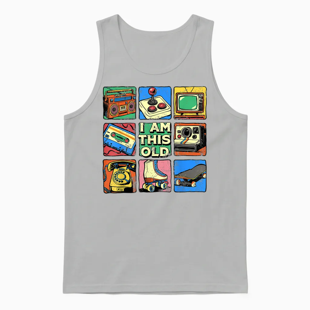 I Am This Old Retro Vintage Nostalgia 80s 90s Cassette Tape Unisex Tank Top in Ash