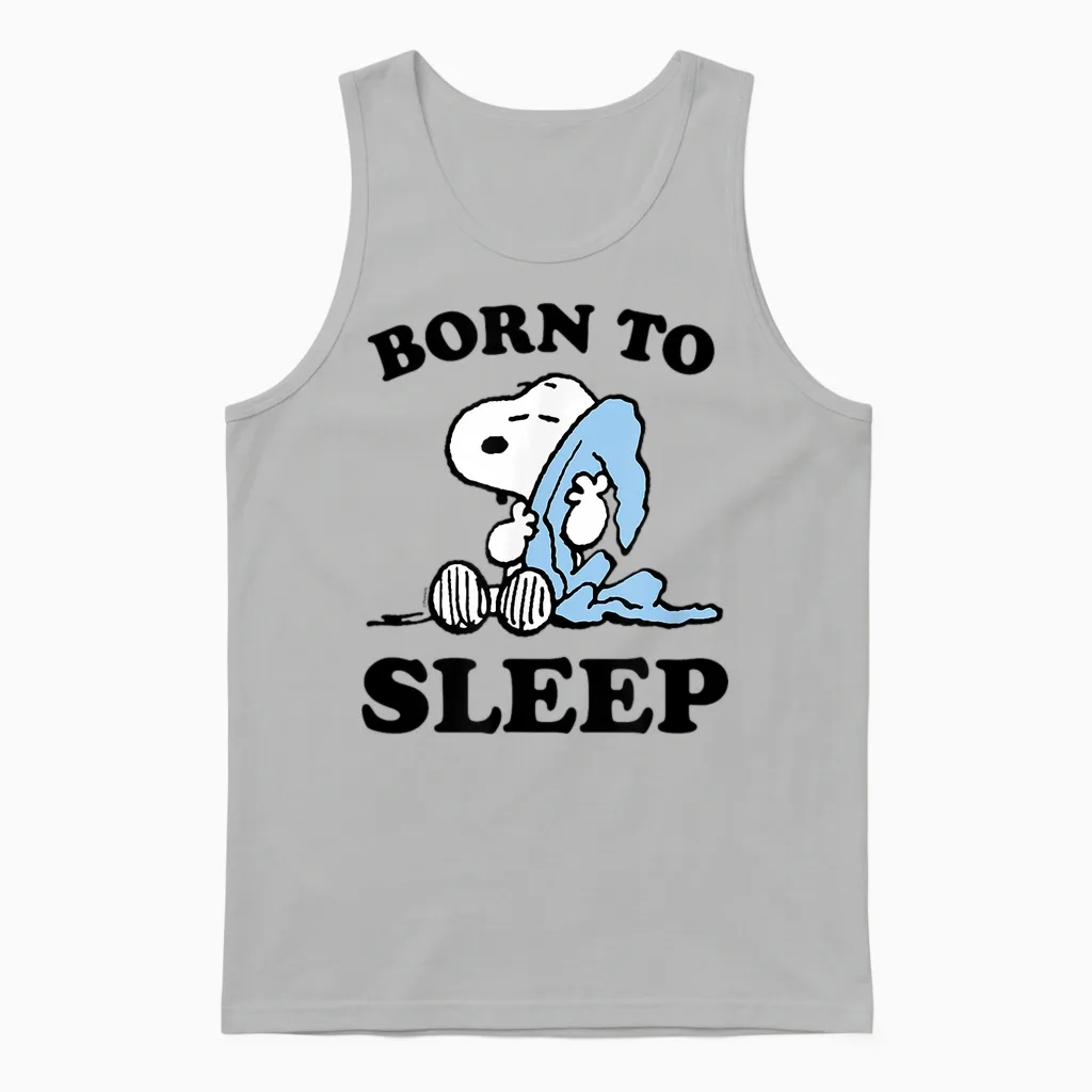 Peanuts - Snoopy Born to Sleep Unisex Tank Top in Ash
