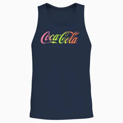 Coca Cola Logo Rainbow Gradient T-Shirt, Black, S Unisex Tank Top - Navy