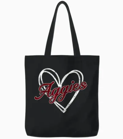 Retro Personalized Aggies-Heart Men Women Kid Tote Bags - Black