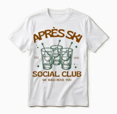 Après Ski Social Club | We Willi Rock You Apres Backprint Unisex T-Shirt - White