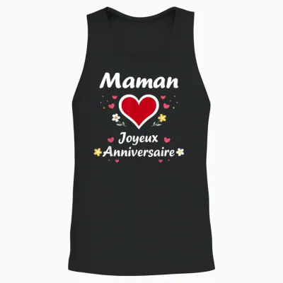 Mignon Petit Enfant Amour Joyeux Anniversaire Maman Unisex Tank Top - Black