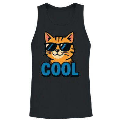 Retro Cool Cat Unisex Tank Top - Black