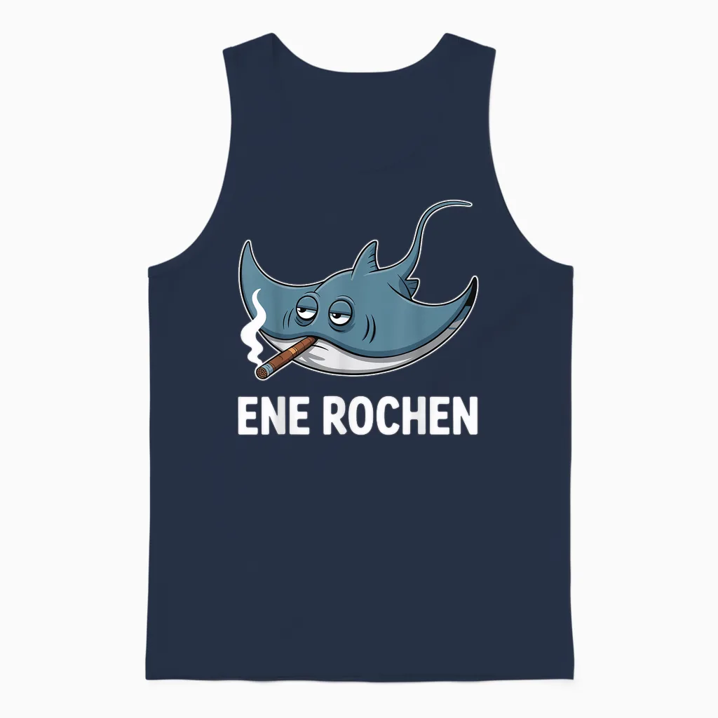 Ene Rochen Raucher Saying Cigarette Funny Smoking Unisex Tank Top in Navy