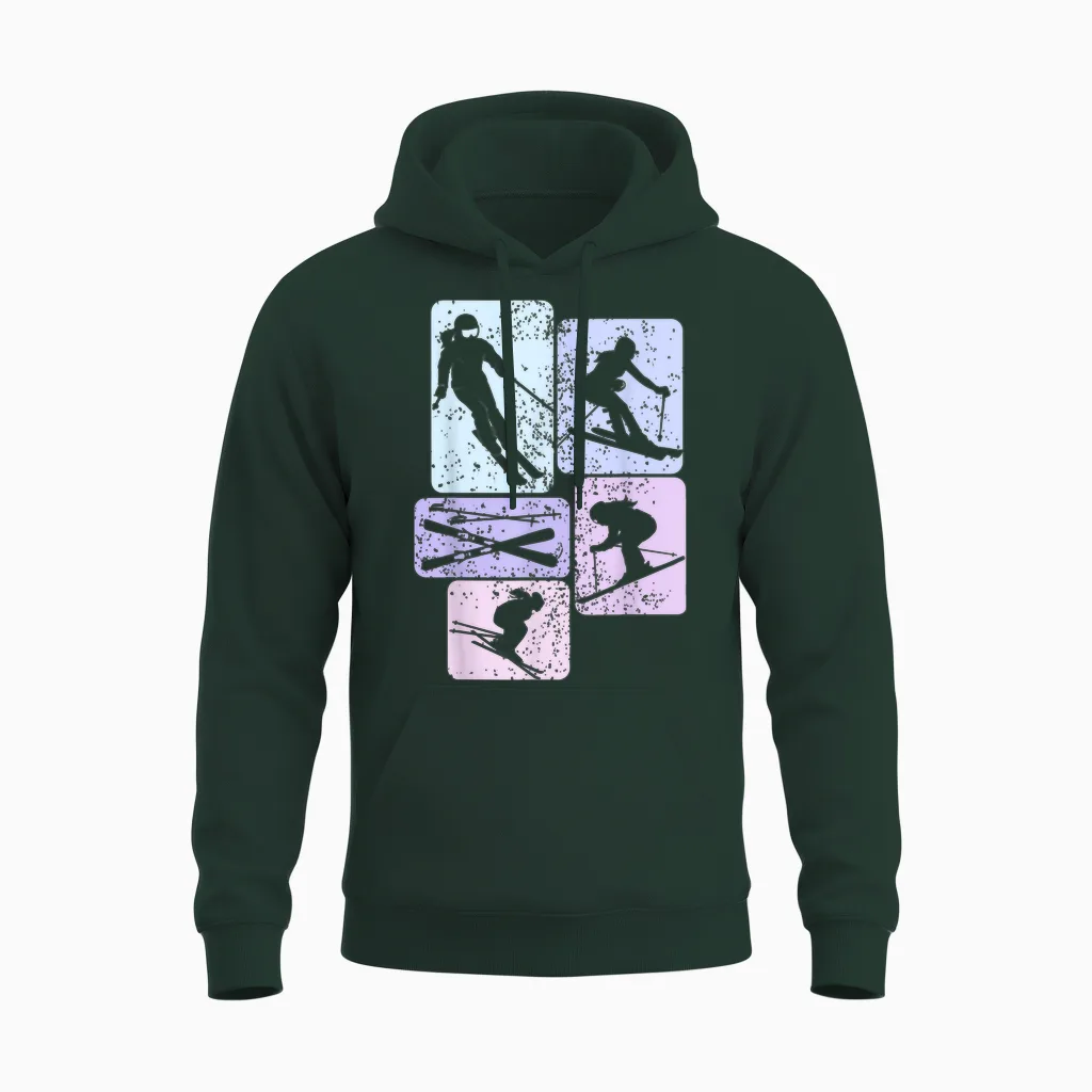 Ski Skiing Skier Girl's Unisex Hoodie in Forest