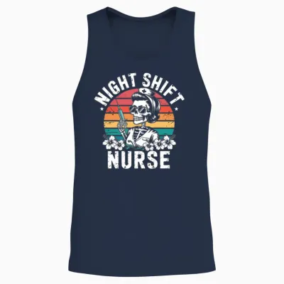 Night Shift Nurse Retro Unisex Tank Top - Navy