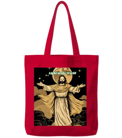 Light of the World Jesus Illustration Tote Bags - Red
