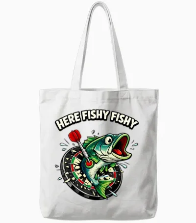 Lustiges Big Fish Motiv Für Dartspieler | Fisch & Bullseye Tote Bags - White