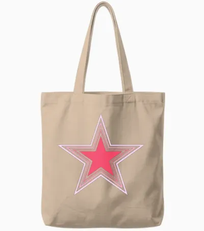 Pink Outline Star Tote Bags - Natural