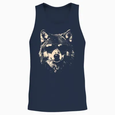 Funny Wolf Cool Rock and Roll Graphic Unisex Tank Top - Navy