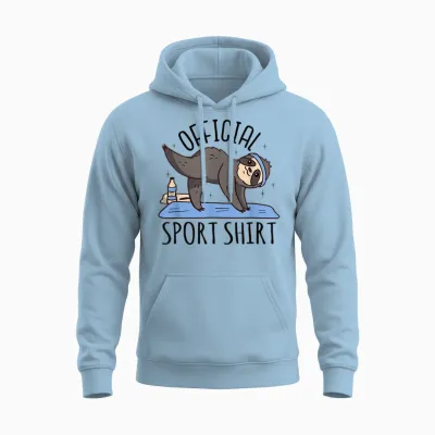 Sportshirt Fitnessshirt Fitness Damen Herren Kinder Faultier Unisex Hoodie - Light Blue