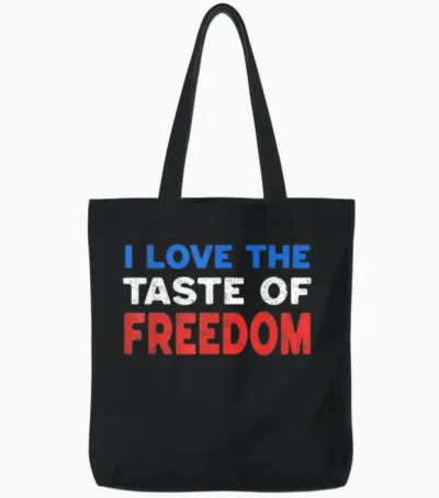 I Love the Taste of Freedom - Couples Matching 4th of July Tote Bags - Black