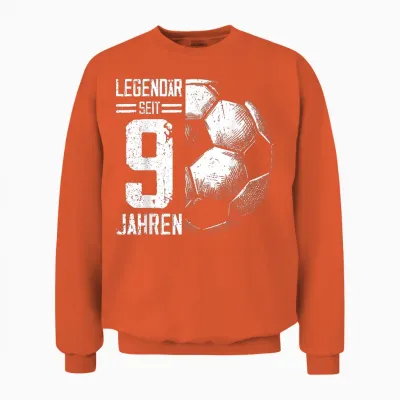 9th Birthday Retro Football Player 9 Years Boy Unisex Sweatshirt - Orange