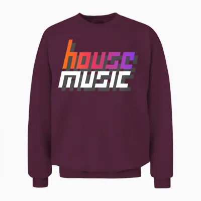House Music Techno Dj Party Festival Electro Rave Trance T-Shirt, Black, S Unisex Sweatshirt - Maroon