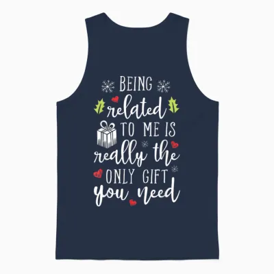 Being Related to Me Funny Christmas Family Xmas Pajamas Gift Short Sleeve Unisex Tank Top - Navy