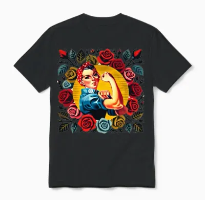 Retro Rosie the Riveter Unisex T-Shirt - Black