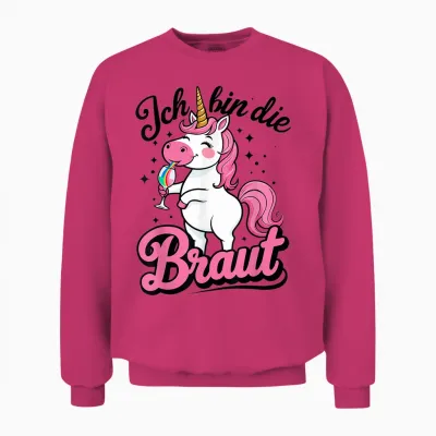 Ich Bin Die Braut Einhorn Junggesellenabschied Women's Jga T-Shirt, White, S Unisex Sweatshirt - Heliconia