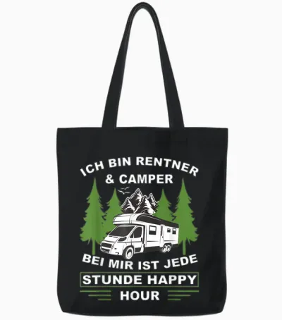 T-Shirt with German Text "ich Bin Rentner Und Camper Camping" [german, Black Tote Bags - Black