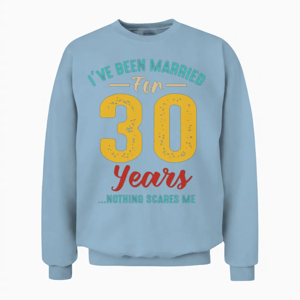 Married for 30 Years 30th Wedding Anniversary Retr Unisex Sweatshirt in Light Blue
