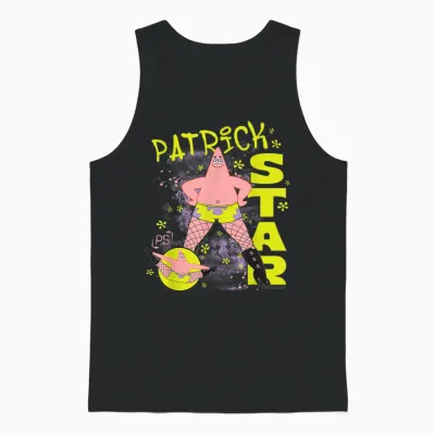 Spongebob Squarepants Patrick Star Fishnets Cartoon Unisex Tank Top - Black
