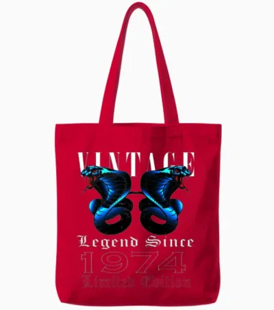 1974 Vintage Cobra 49 Years Limited Edition Tote Bags - Red