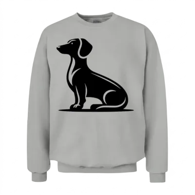 Simple Dog Motif Hunting Dog Silhouette Unisex Sweatshirt - Ash