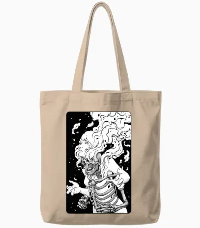 Psyche Skull Tote Bags - Natural