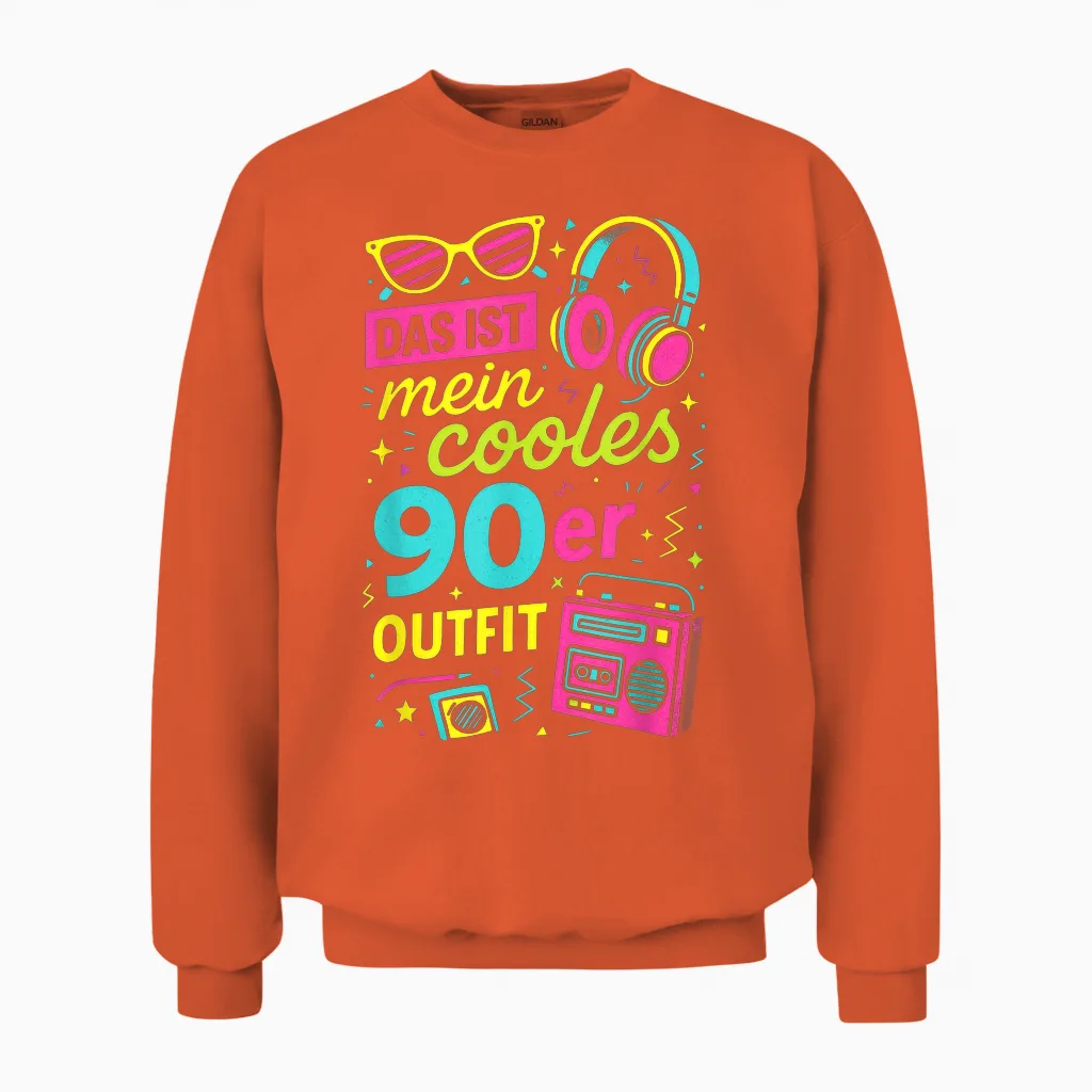 Das Ist Mein Cooles 90er Outfit - 90s 80s Unisex Sweatshirt in Orange