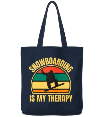 Retro Snowboard Tote Bags - Navy