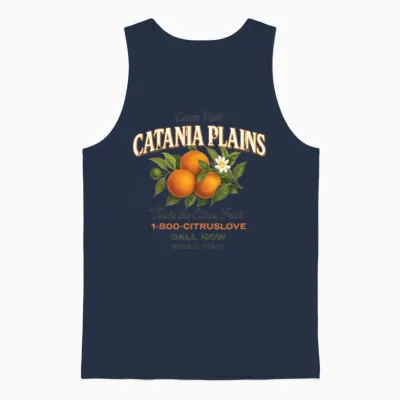 Vintage Catania Plains Citrus Fruit Travel Unisex Tank Top - Navy