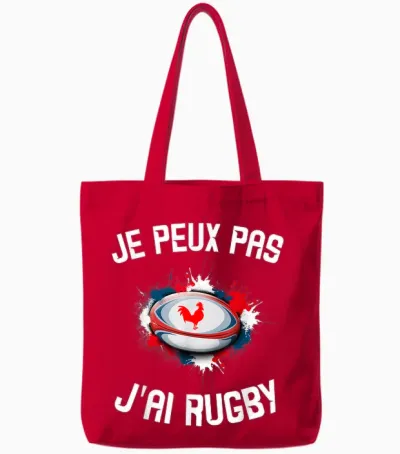 Children's Rugby Jersey "je Peux Pas J'ai Rugby" Tote Bags - Red