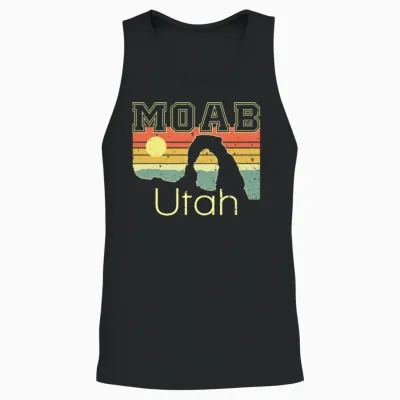 National Park Moab Utah Vintage Sunset Unisex Tank Top - Black