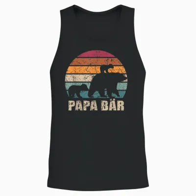 Papa Bear 2 Children's Father's Day Double Dad of Two Children's T-Shirt, Black Unisex Tank Top - Black